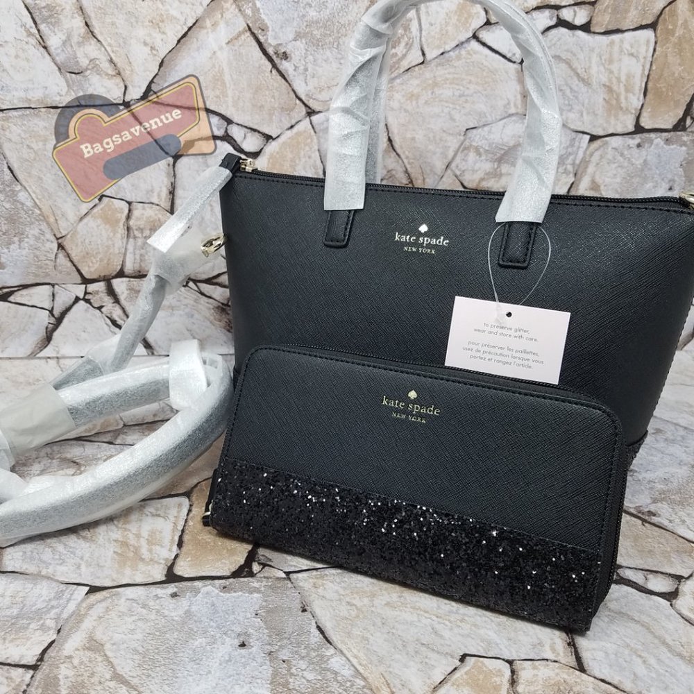 #bagsavenue ina greta satchel crossbody black neda wallet grey Kate Spade - Picture 12 of 16